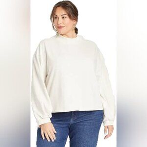 Ava & Viv Fleece Mock Neck Thermal Waffle Thermal Sweater 3X
